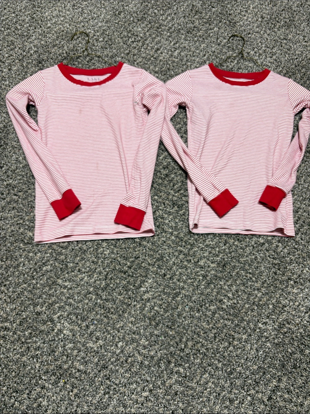 Kids Red & White Stripe Long-Sleeve Pajama Tops with Red Trim